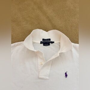 Ralph Lauren White Polo with Purple Emblem